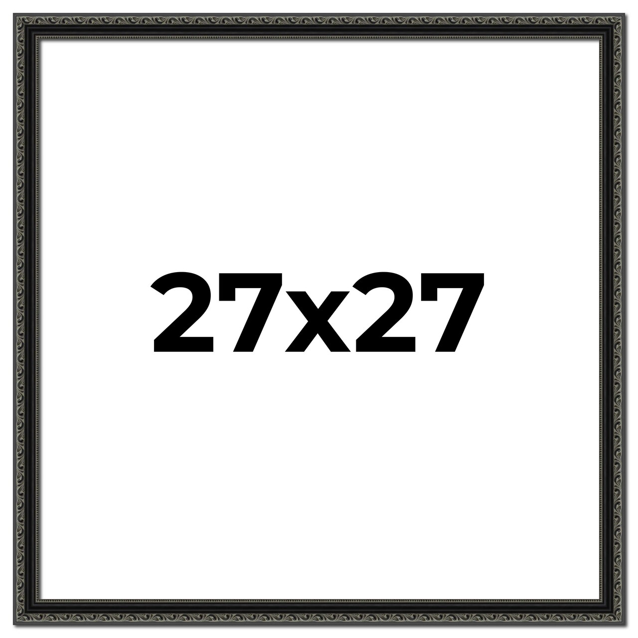 Square Antique Black Picture Frame - UV Acrylic, Foam Board Backing, Hanging Hardware